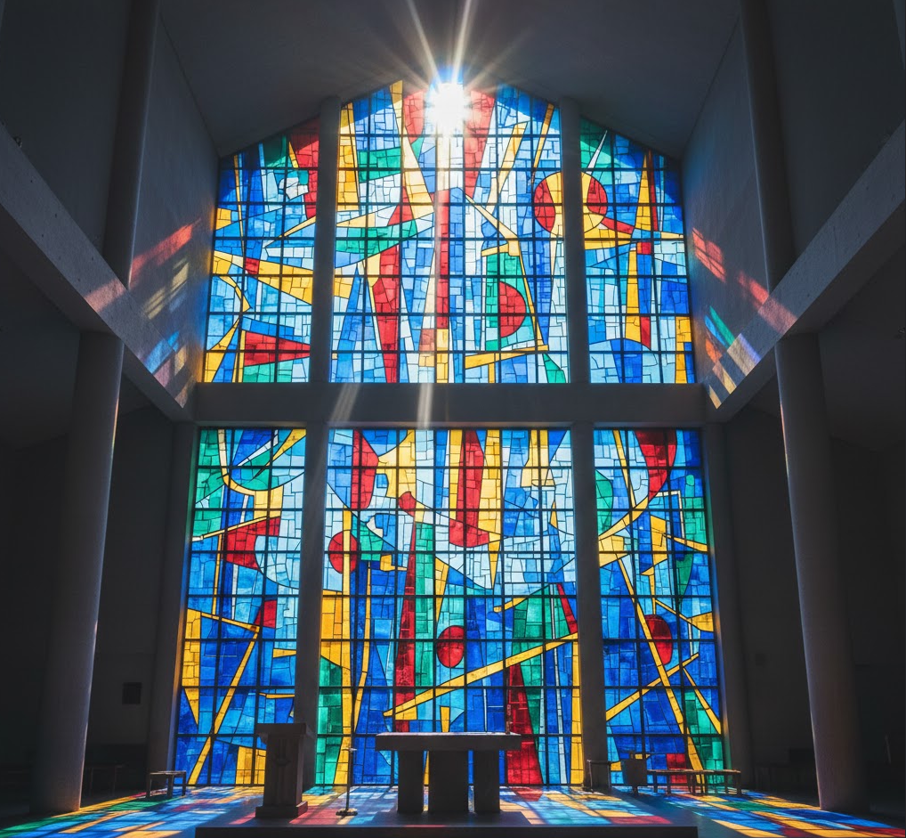 Luz filtrada por vidrieras modernas